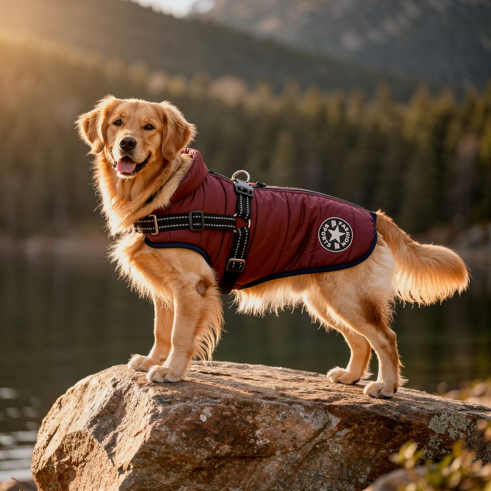 Hundemantel für den Winter | Winterjacke für Hunde | Hundejacke mit Geschirr | FellMantel