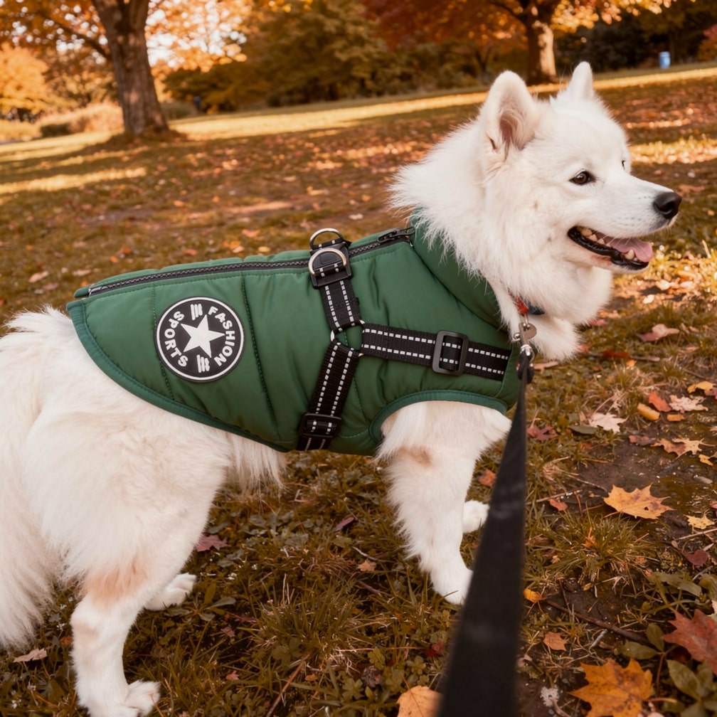 Hundemantel für den Winter | Winterjacke für Hunde | Hundejacke mit Geschirr | FellMantel