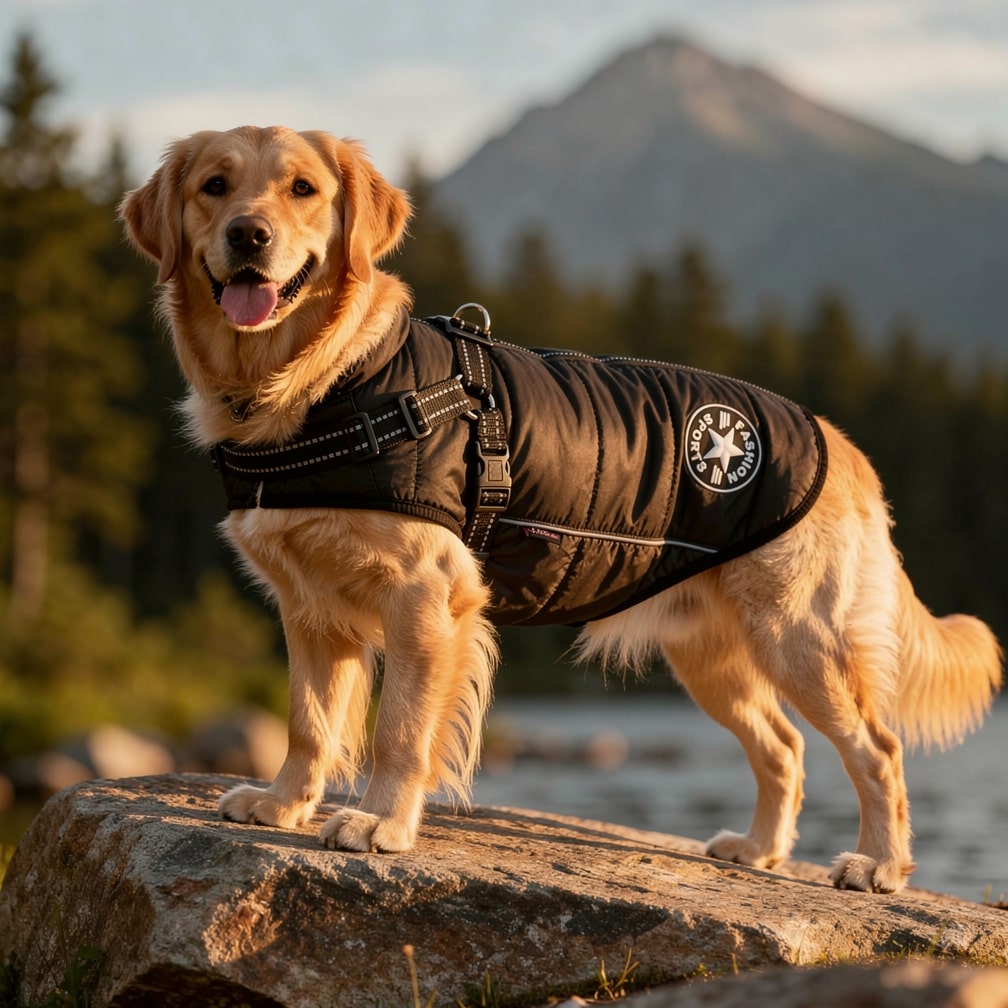 Hundemantel für den Winter | Winterjacke für Hunde | Hundejacke mit Geschirr | FellMantel