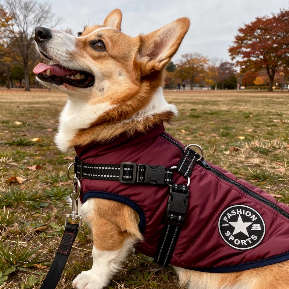 Hundemantel für den Winter | Winterjacke für Hunde | Hundejacke mit Geschirr | FellMantel