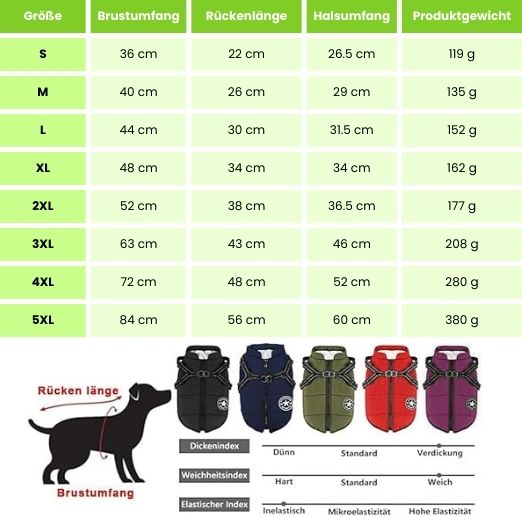 Hundemantel für den Winter | Winterjacke für Hunde | Hundejacke mit Geschirr | FellMantel