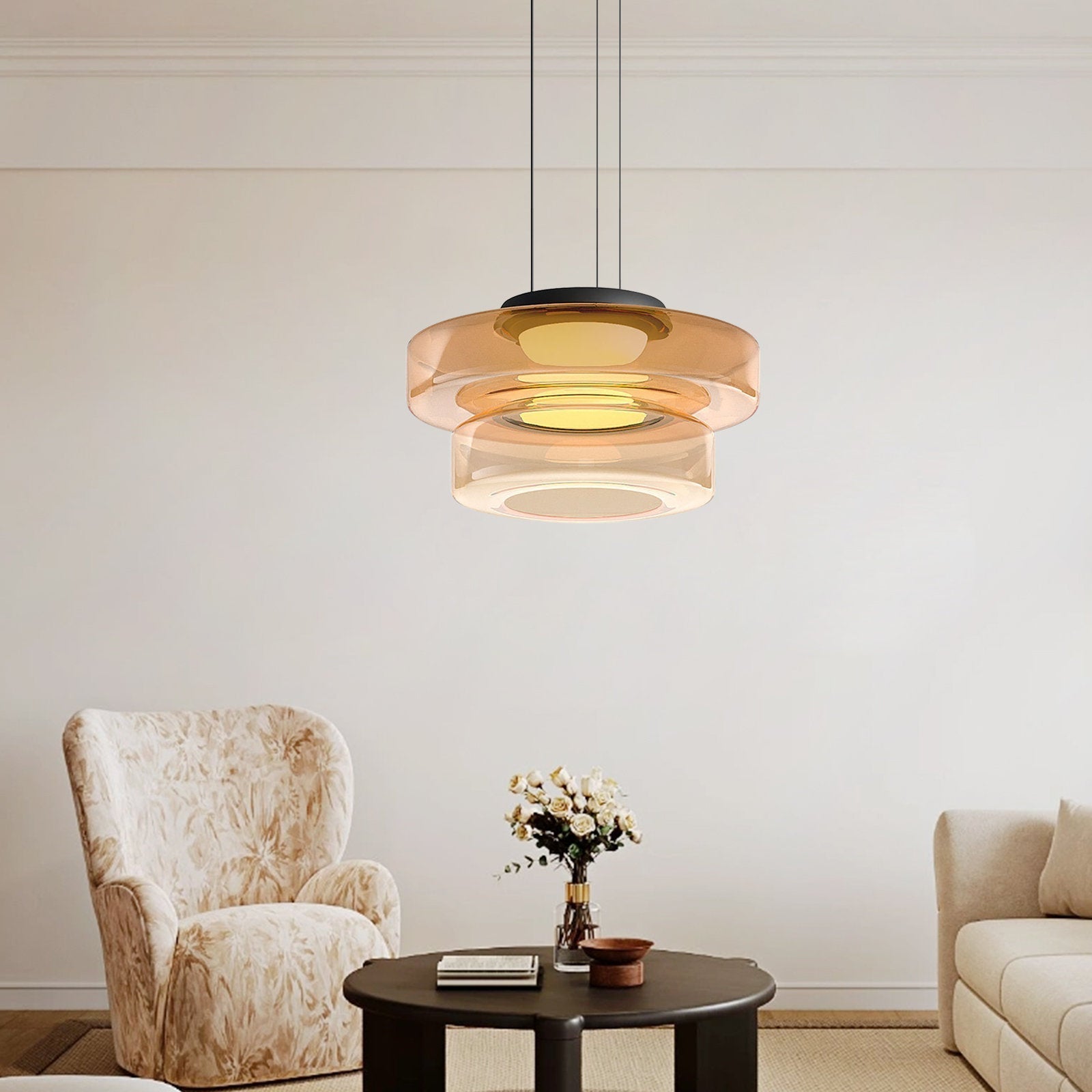 Glas Pendelleuchte im Bauhaus-Stil