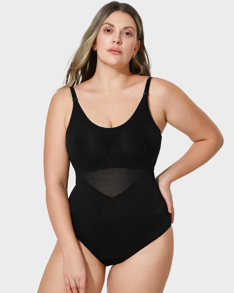 LuxeForm Criss-Cross Mesh Bodysuit | Sculpturales Design für eine perfekte Silhouette