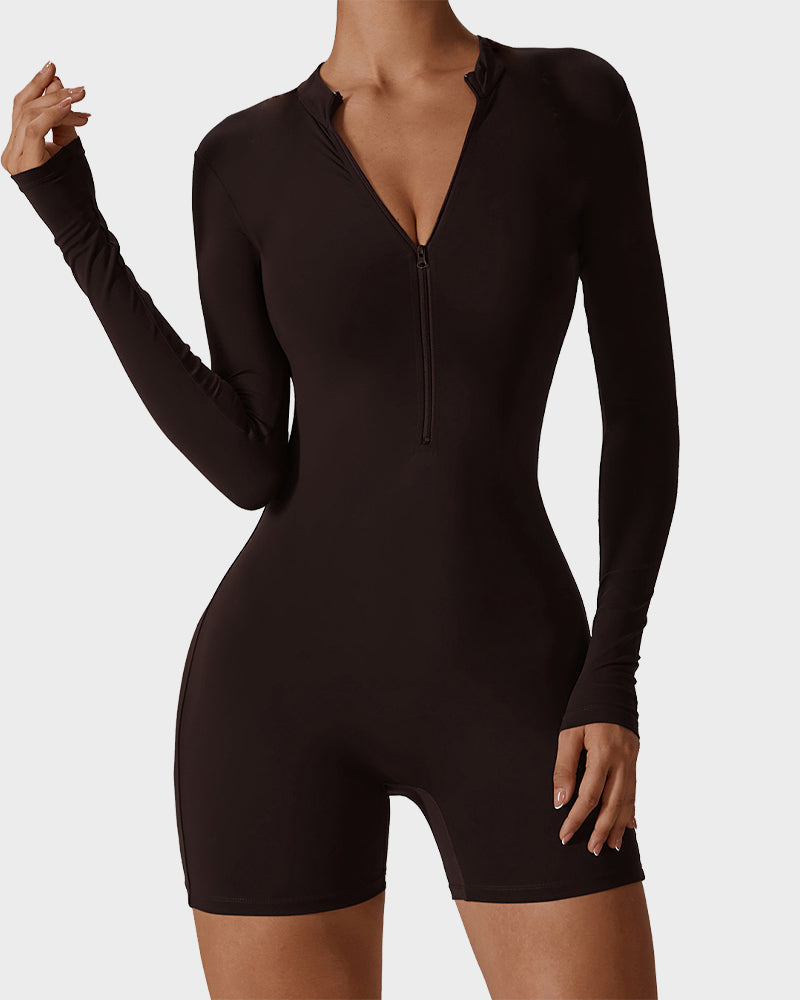EliteFit Luxe Zip Jumpsuit Shorts | Leichtgewicht und stilvolles Workout-Essential für ultimativen Komfort und Leistung