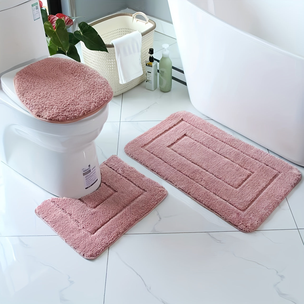 SoftStep Luxe Badezimmermatte Set – Rutschfest, Schnell Trocknend und Waschbar