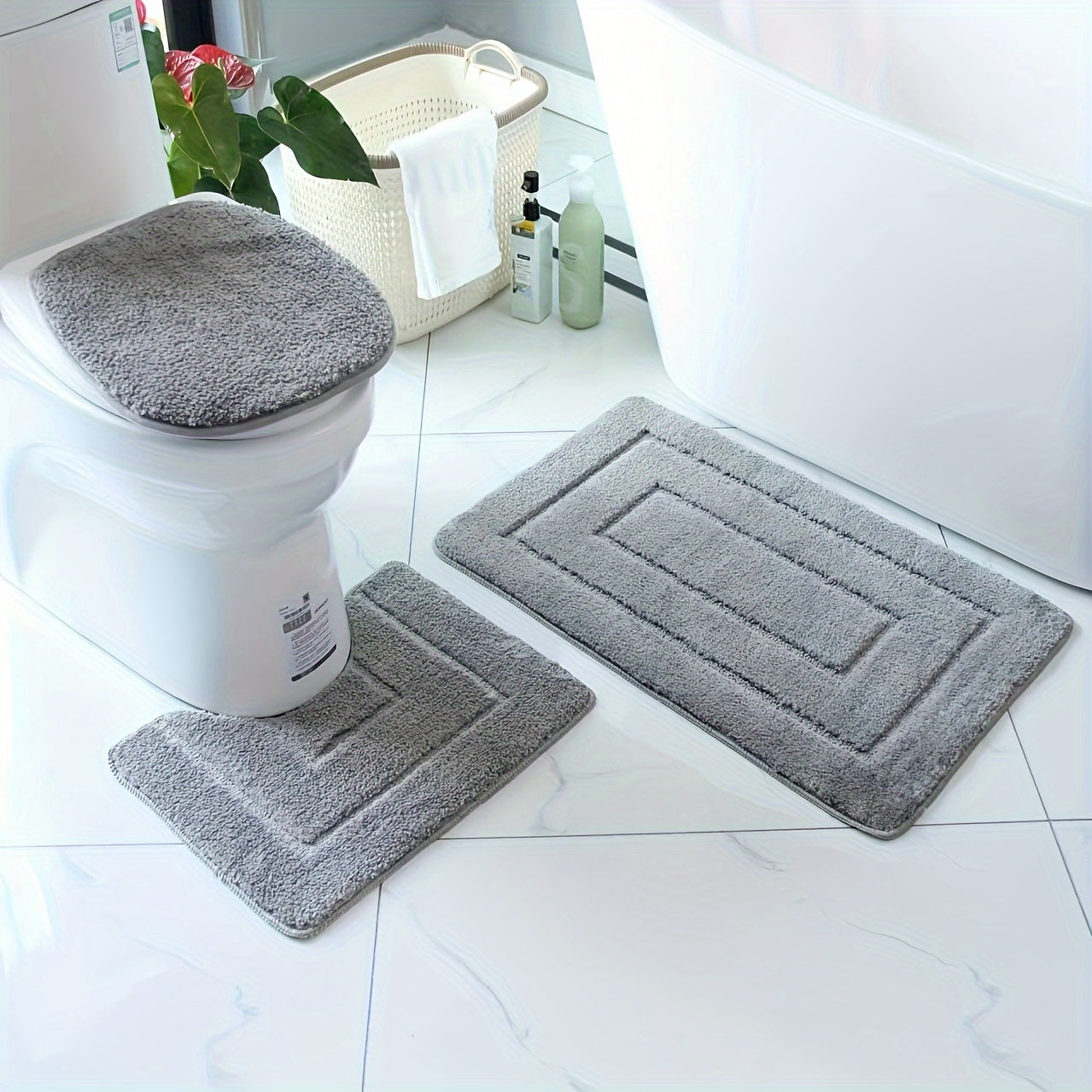 SoftStep Luxe Badezimmermatte Set – Rutschfest, Schnell Trocknend und Waschbar