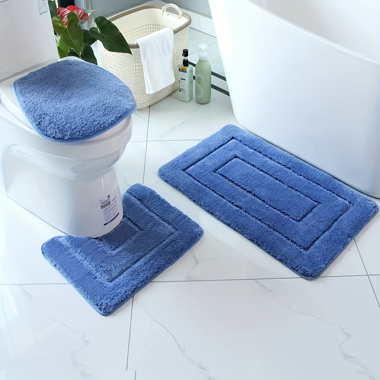 SoftStep Luxe Badezimmermatte Set – Rutschfest, Schnell Trocknend und Waschbar