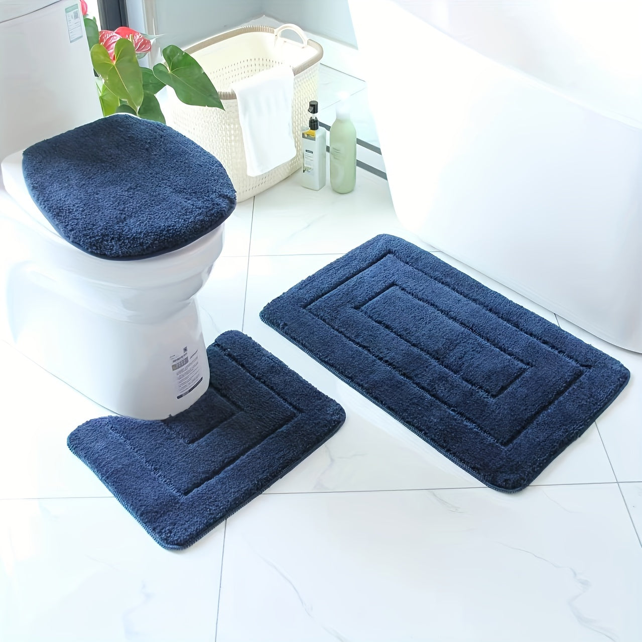SoftStep Luxe Badezimmermatte Set – Rutschfest, Schnell Trocknend und Waschbar