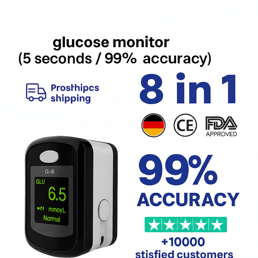 Nicht-invasiver Blutzucker-Monitor — 5-Sekunden-Ablesung | - 99% Genauigkeit 8-1