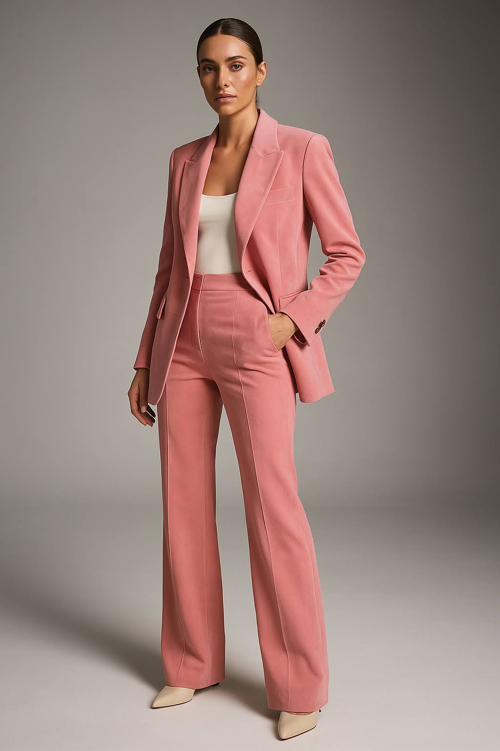 Elegantes Zweiteiliges Damen Set – Blazer mit Hose aus Luftiger Stoff