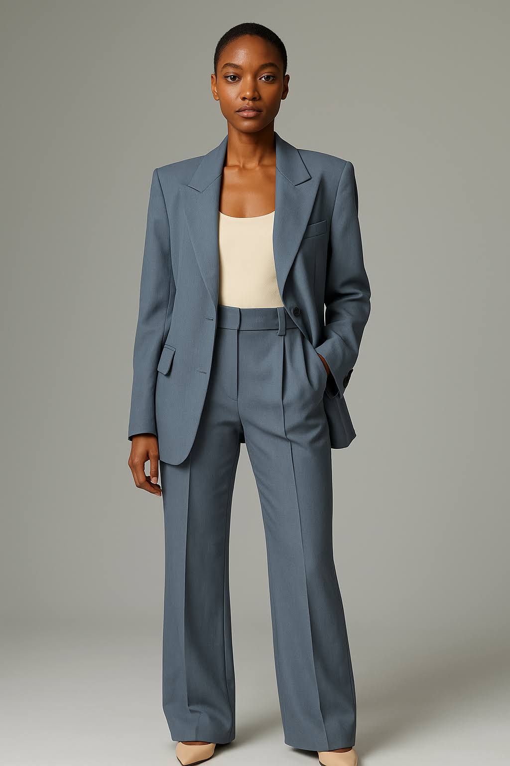 Elegantes Zweiteiliges Damen Set – Blazer mit Hose aus Luftiger Stoff