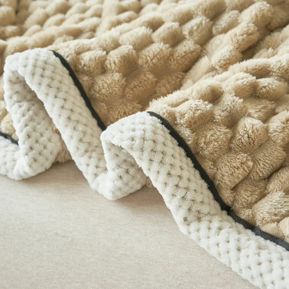 Sherpa-Fleece-Decke mit Bubbeldesign – Weiche, warme Kuscheldecke für Sofa und Schlafzimmer