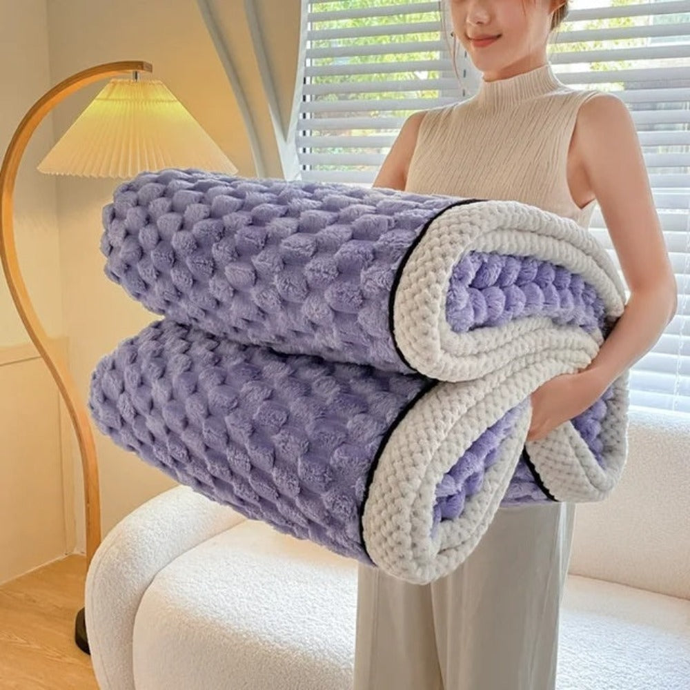 Sherpa-Fleece-Decke mit Bubbeldesign – Weiche, warme Kuscheldecke für Sofa und Schlafzimmer