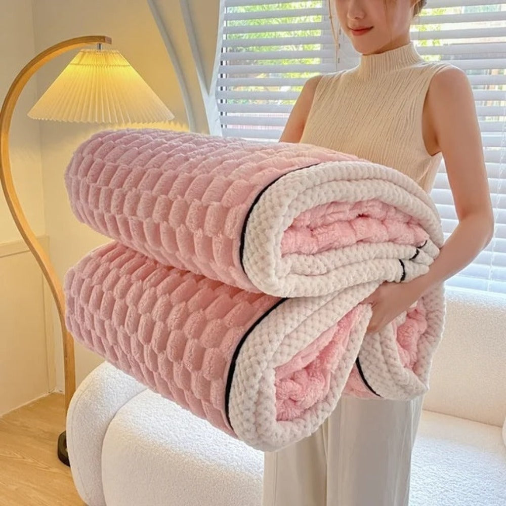 Sherpa-Fleece-Decke mit Bubbeldesign – Weiche, warme Kuscheldecke für Sofa und Schlafzimmer