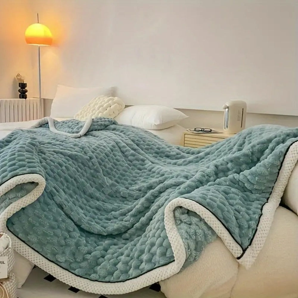 Sherpa-Fleece-Decke mit Bubbeldesign – Weiche, warme Kuscheldecke für Sofa und Schlafzimmer