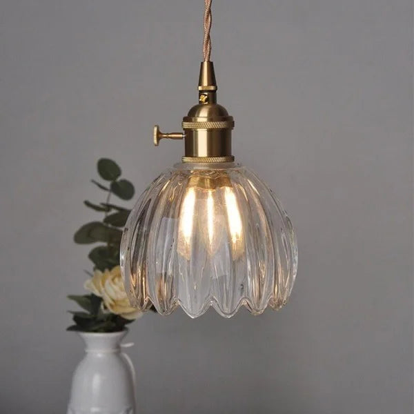 Japanische Retro-Glasblumen-Hängeleuchte