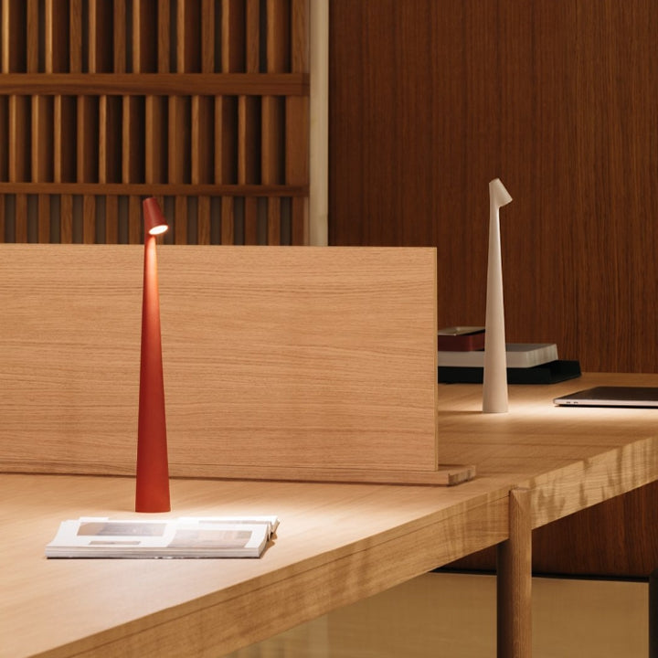 Skulptur Tischlampe Drahtlose LED Lampe Massives Aluminium 10000mAh Akku 3-Stufen Dimmung CRI 90 USB-C Ladeanschluss Warmweiß 2700K