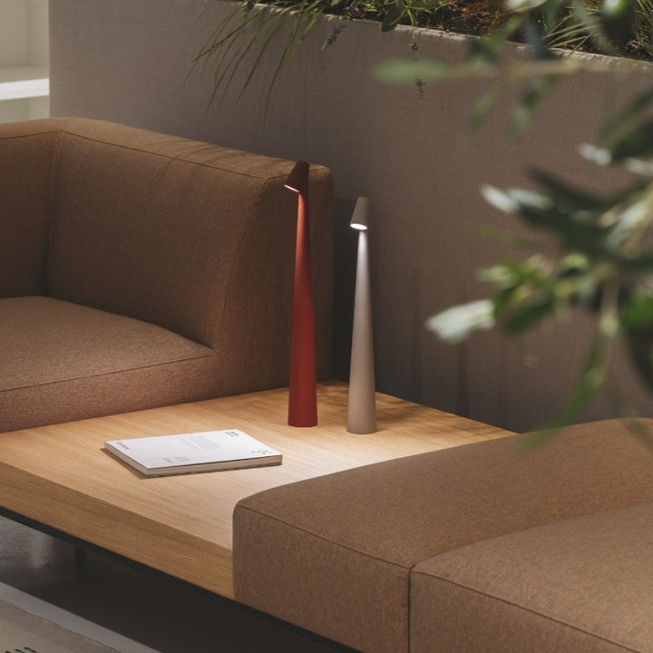 Skulptur Tischlampe Drahtlose LED Lampe Massives Aluminium 10000mAh Akku 3-Stufen Dimmung CRI 90 USB-C Ladeanschluss Warmweiß 2700K