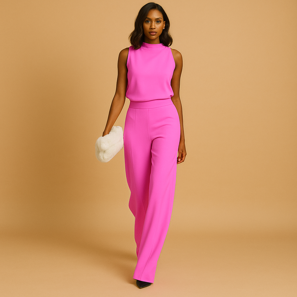 Isabelle Elegante Damen Jumpsuit – Hohe Taille und Weite Beine mit Schleifendetail