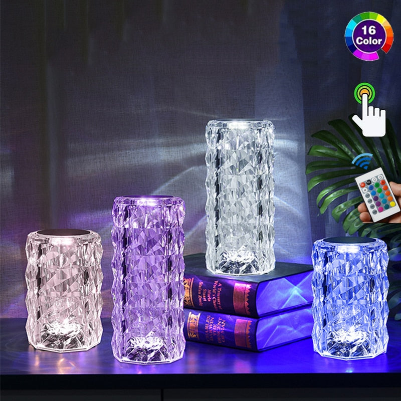 LumiKrystal Touch Tischlampe | 16 Farben und Touchpad für stimmungsvolles Licht