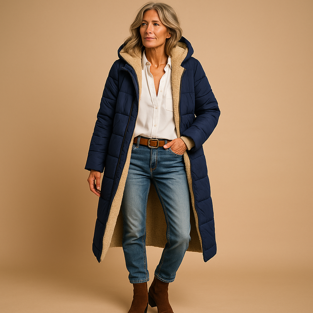 Langer Wintermantel mit Modernem Schnitt für Damen | Ideal für Kalte Tage