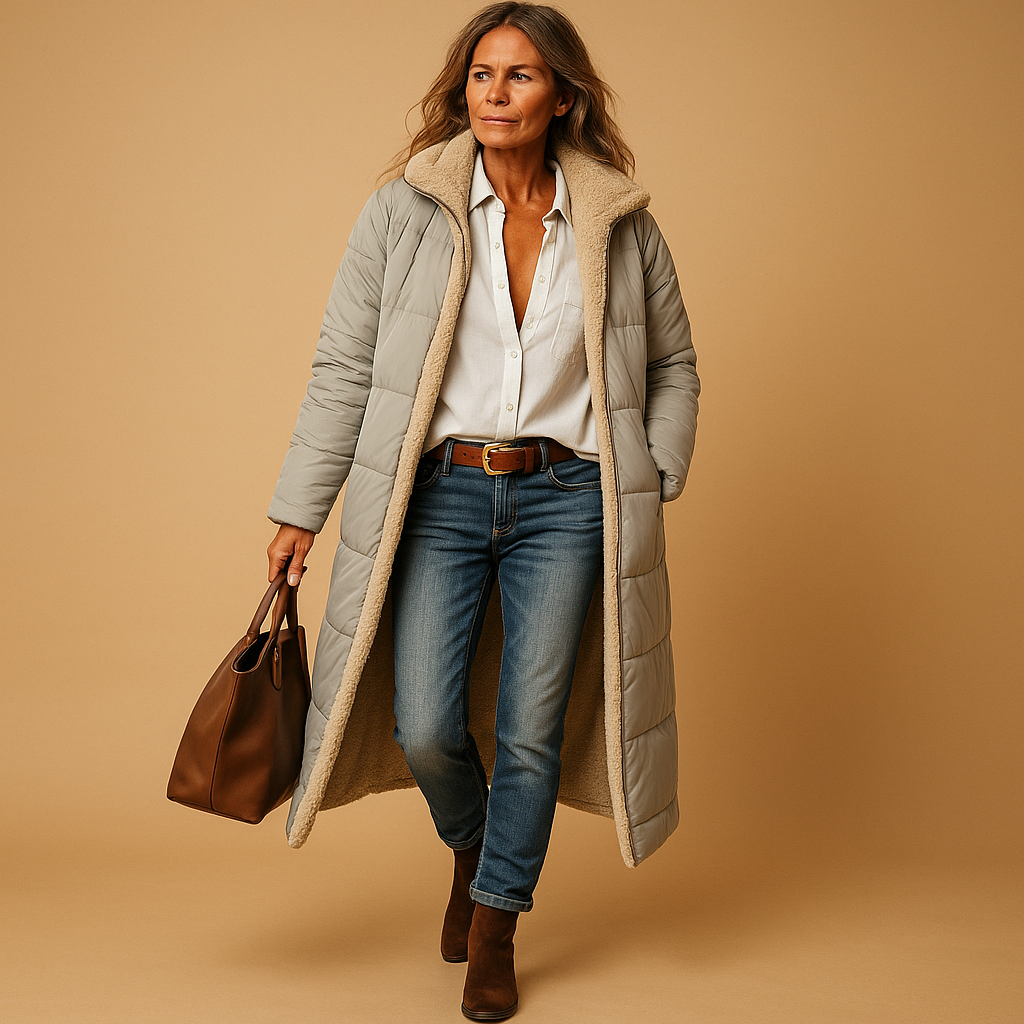 Langer Wintermantel mit Modernem Schnitt für Damen | Ideal für Kalte Tage