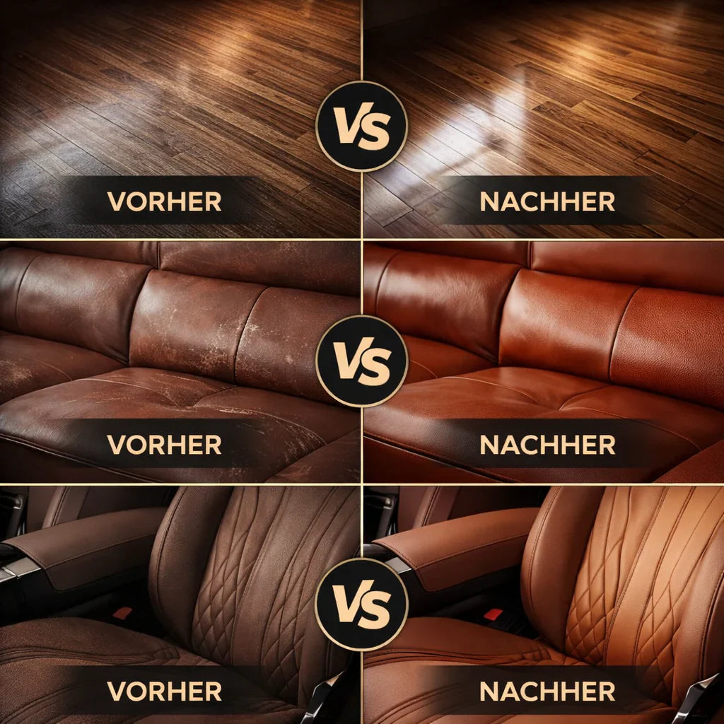 Lederpflege für Sofa, Auto, Schuhe & mehr | Lederbalsam für gepflegtes Leder | LederGlanz