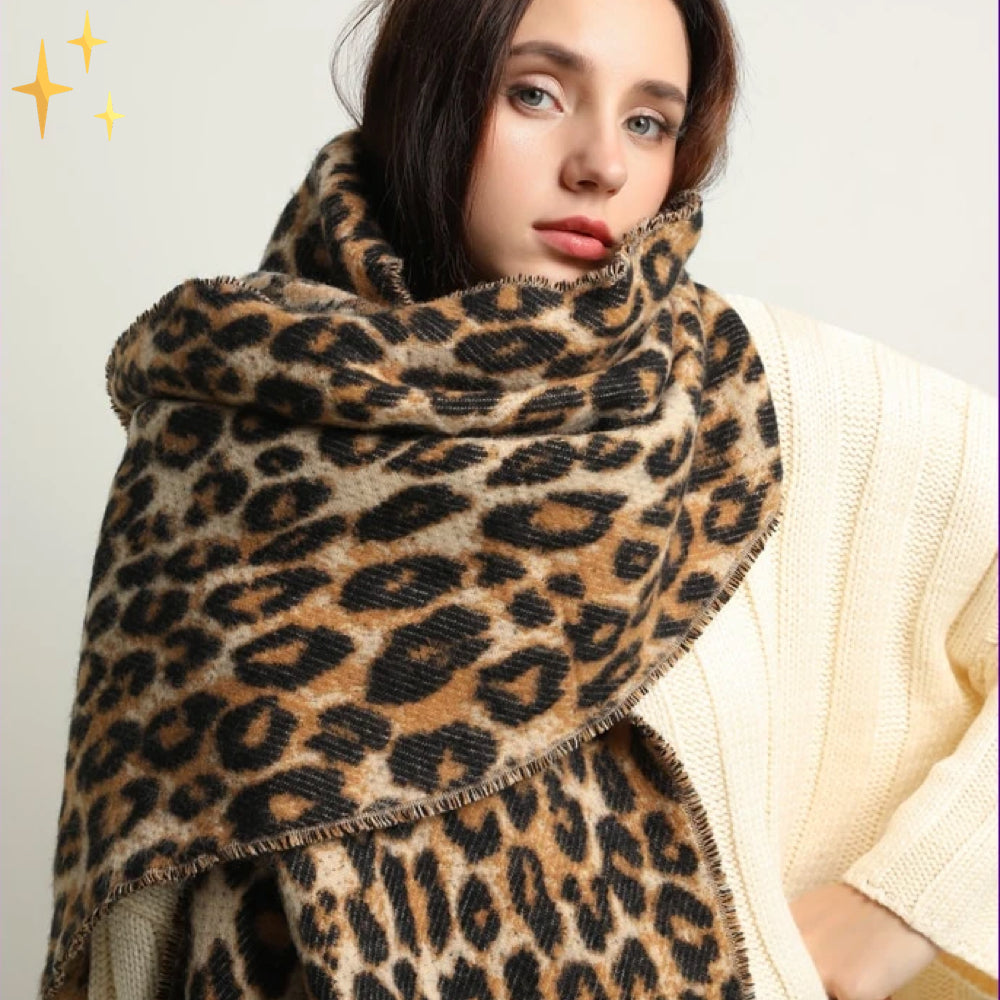 Leopardenmuster Strickschal für Frauen | Ideal für die kalte Saison