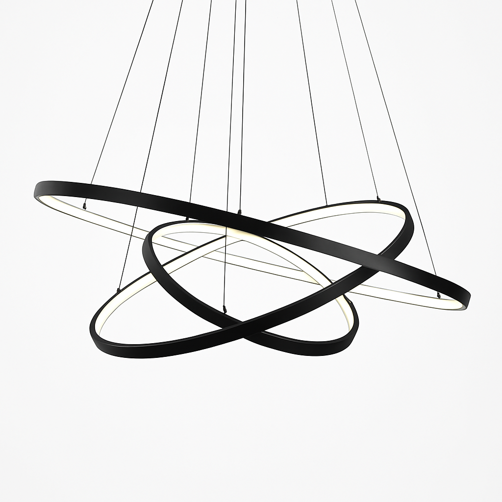 Design-Luster mit LED-Hängeringen Deco
