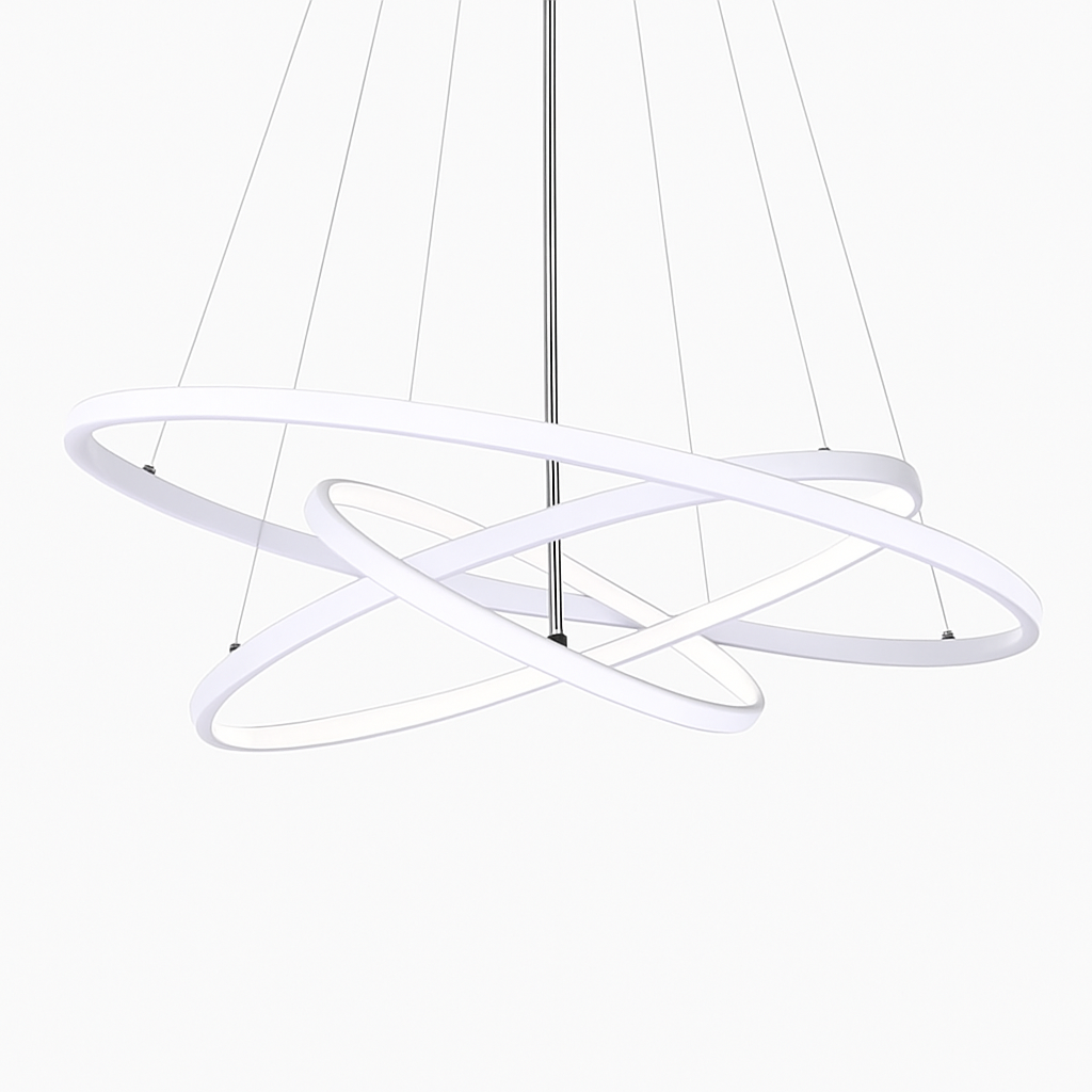 Design-Luster mit LED-Hängeringen Deco