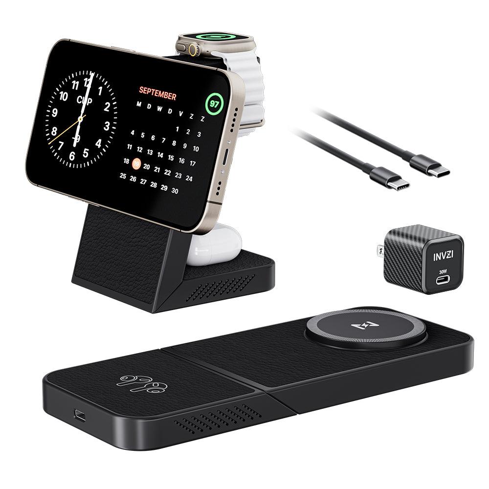 LuxCharge Elite Drahtlose Hub | 3-in-1 Schnellladungslösung für nahtlosen Komfort