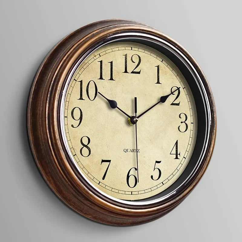 Aurelix Klassische Holz-Wanduhr mit lautlosem Mechanismus