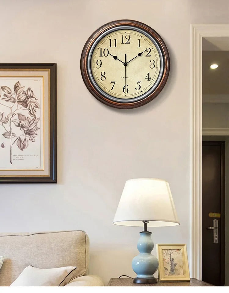 HoutTijd Klassische Wanduhr – Stilvolle Holz-Sekundenzeigeruhr mit geräuschlosem Uhrwerk