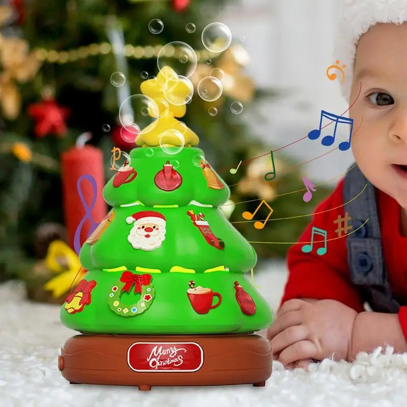 Magischer Musik & Licht Weihnachtsbaum – BubbleBoom Weihnachtsdekoration mit Blasen
