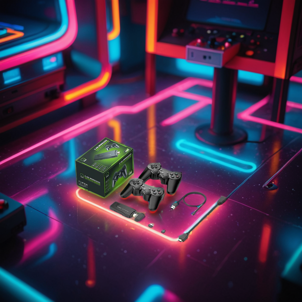 PixelDrive 64gb: Original mit 2 Controllern - Über 20.000 Spiele von Mario bis Pokémon
