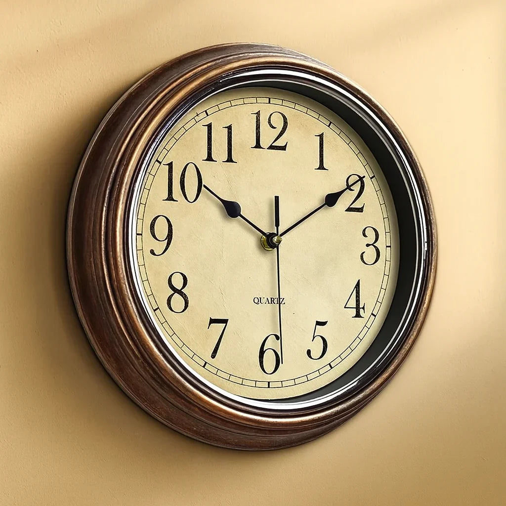 Aurelix Klassische Holz-Wanduhr mit lautlosem Mechanismus
