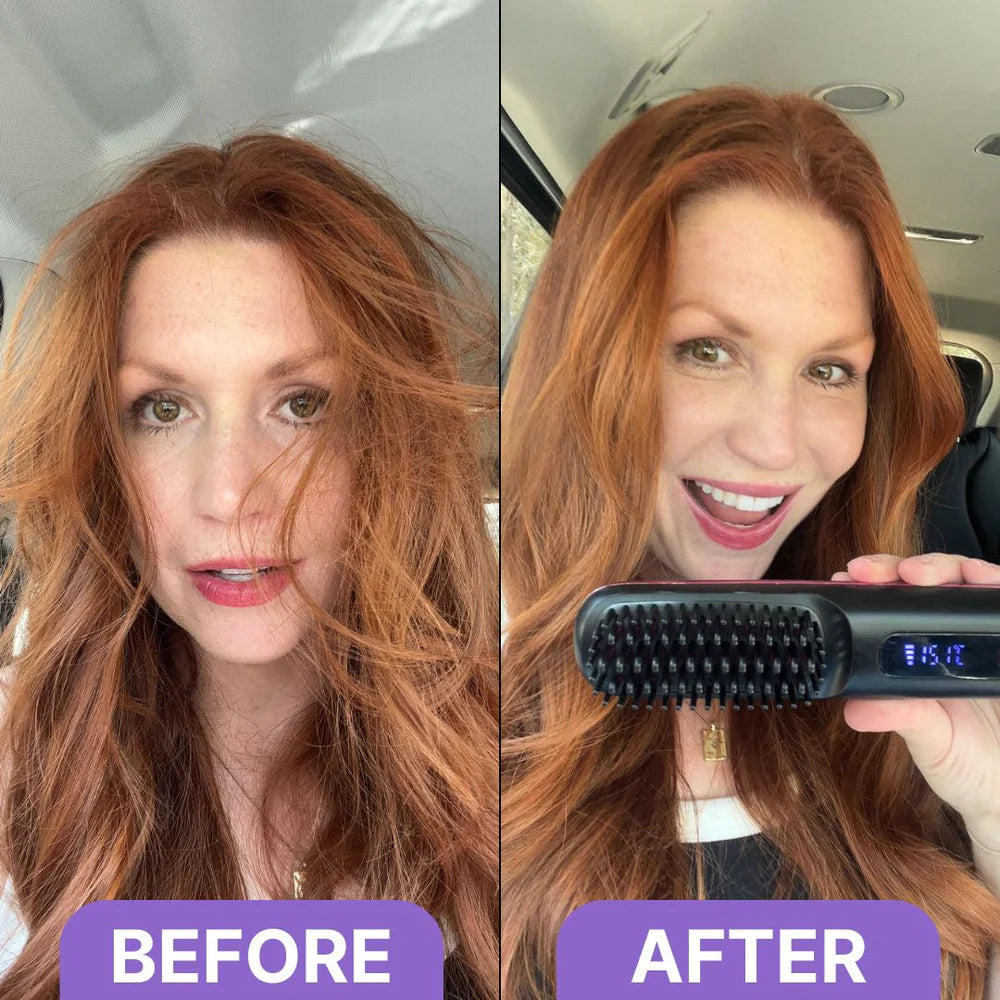 StyleEase Elektrischer LCD-Haarstyler-Kamm | Glatt, Stil und Glanz unterwegs