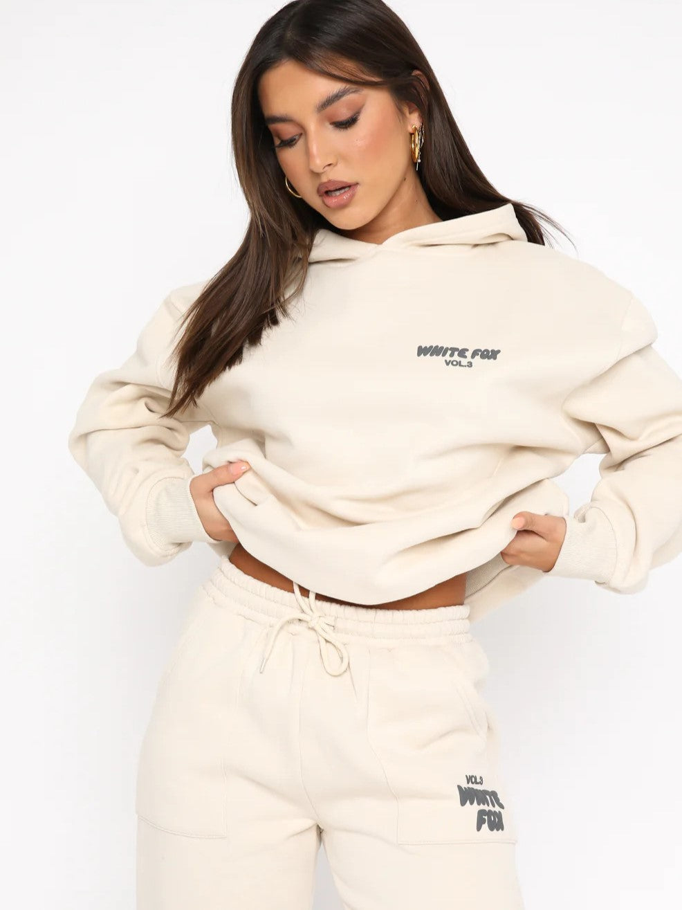 Damen Trainingsanzug Weißer Fuchs Baumwollmix Loose Fit Komfortabel