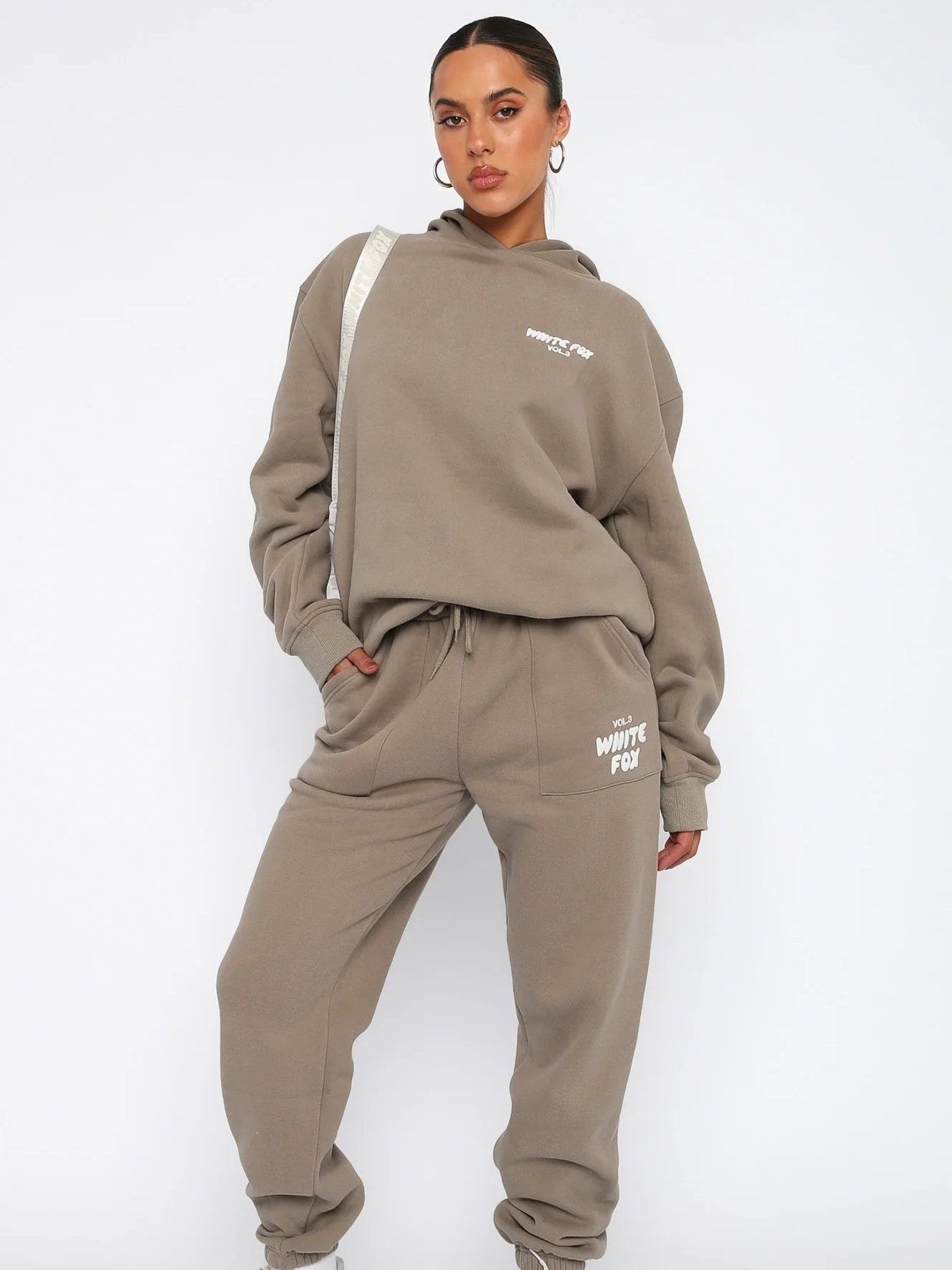 Damen Trainingsanzug Weißer Fuchs Baumwollmix Loose Fit Komfortabel