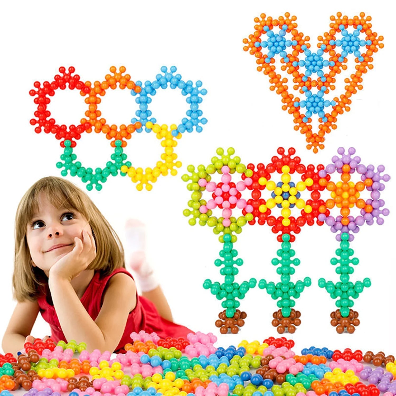 LuxeMontessori Schneeflocken Bauklötze | Elegante und pädagogische Bauklötze für kreative Entwicklung und Spielspaß