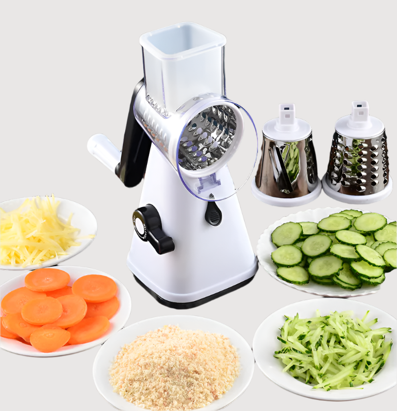 CulinaryElegance Manuelle Rotationsreibe | Multifunktionaler Zerkleinerer für müheloses Reiben und Schneiden in der Küche