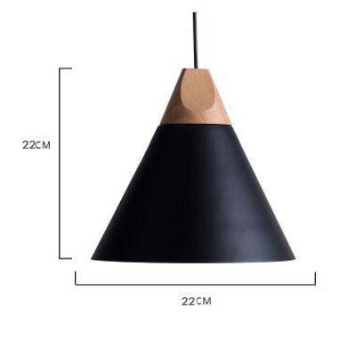 Hängelampe aus Holz und Aluminium in Kegelform