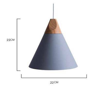 Hängelampe aus Holz und Aluminium in Kegelform