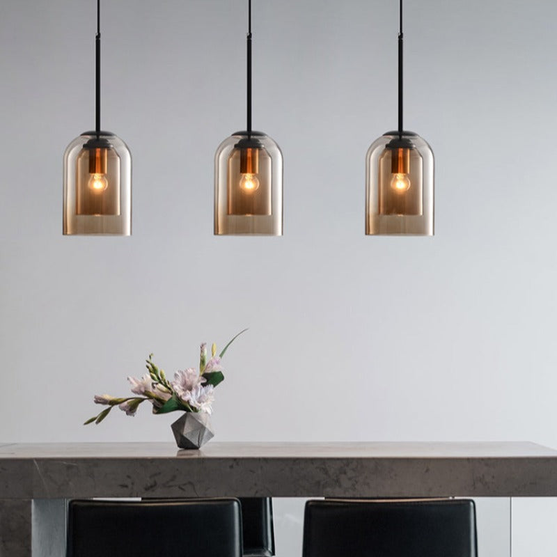 Mica Mid-Century Pendelleuchten mit Doppelglas