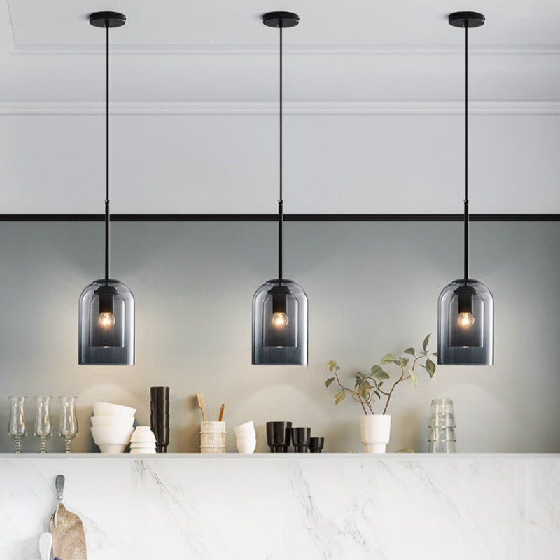 Mica Mid-Century Pendelleuchten mit Doppelglas