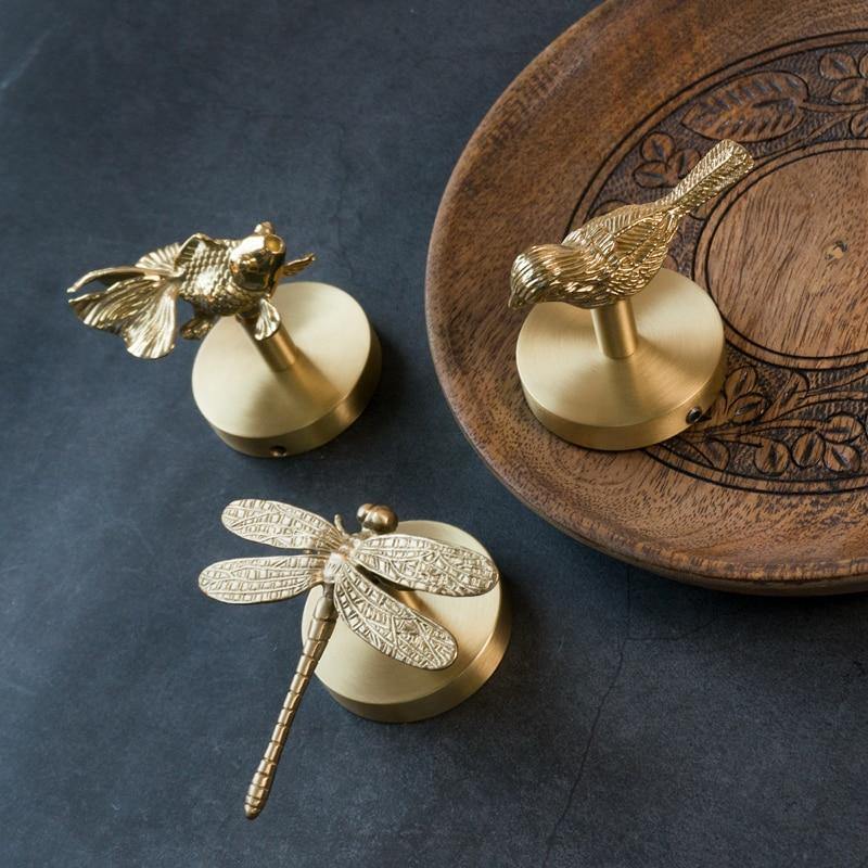 Goldene Messing Wandhaken – Handgefertigte Tierdesigns für stilvolle Wanddekoration