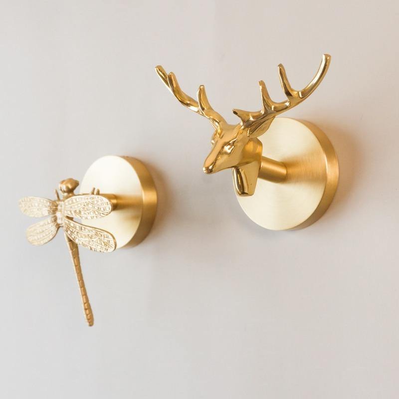 Goldene Messing Wandhaken – Handgefertigte Tierdesigns für stilvolle Wanddekoration
