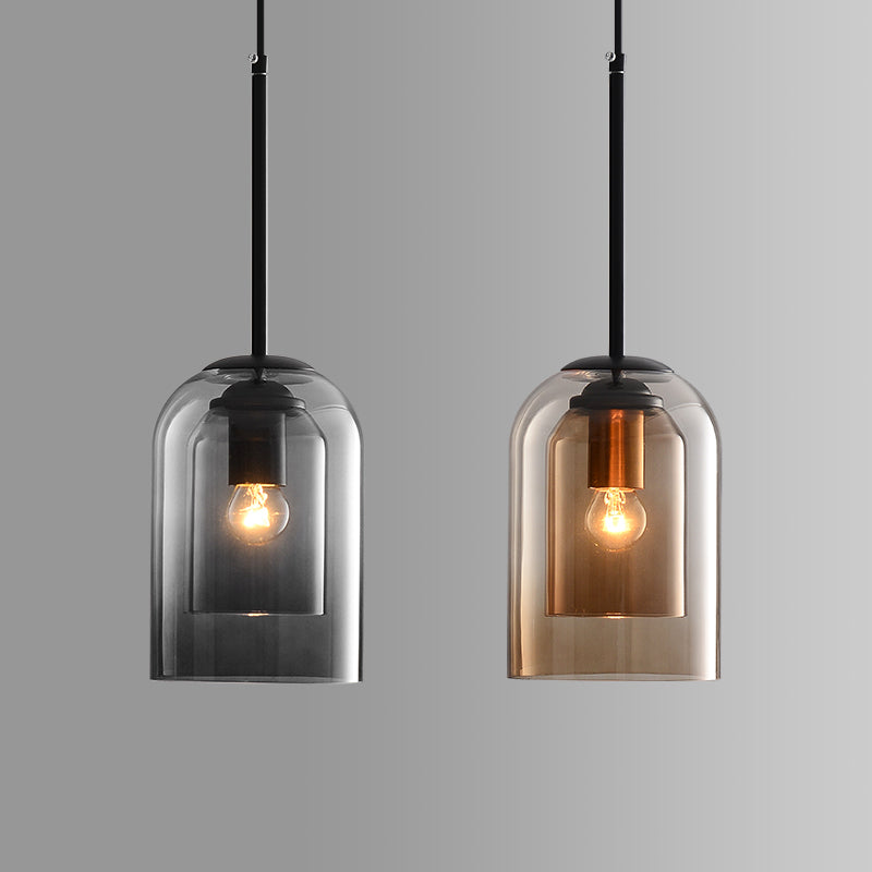 Mica Mid-Century Pendelleuchten mit Doppelglas
