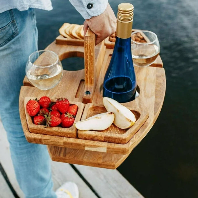 Tragbarer Holztisch für Picknicks mit großzügigem Servierbereich 36x31x26cm