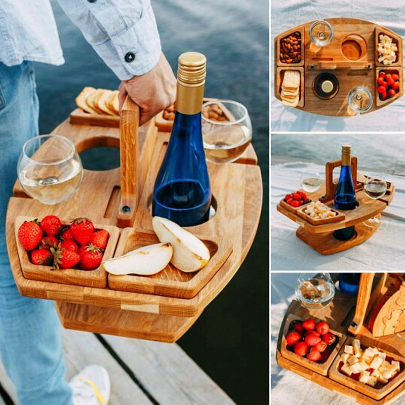 Tragbarer Holztisch für Picknicks mit großzügigem Servierbereich 36x31x26cm